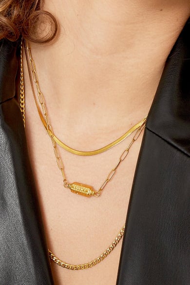Collier Pendentif Lune Etoiles Couleur or Acier inoxydable h5 Image2